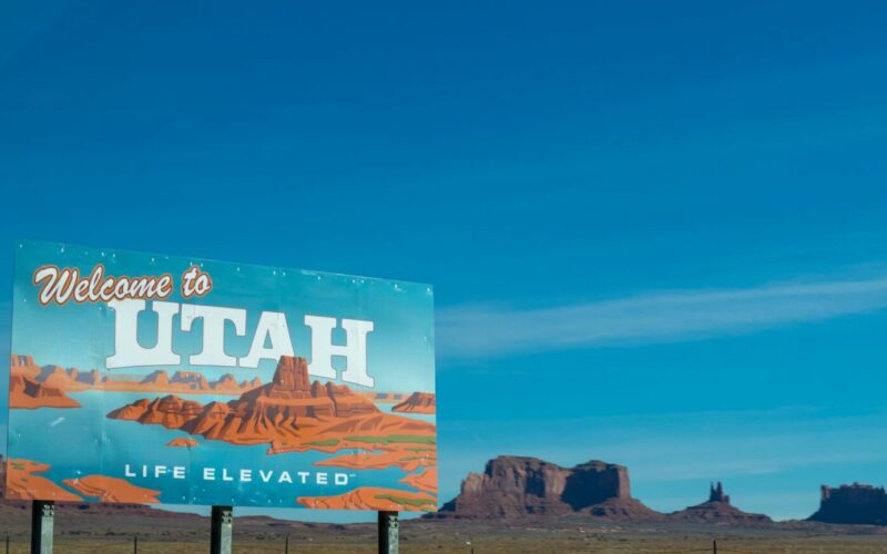 welcome to utah poster under blue daytime sky