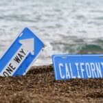 beach wave meets california road sign art
