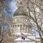winter view of utah state capitol building
