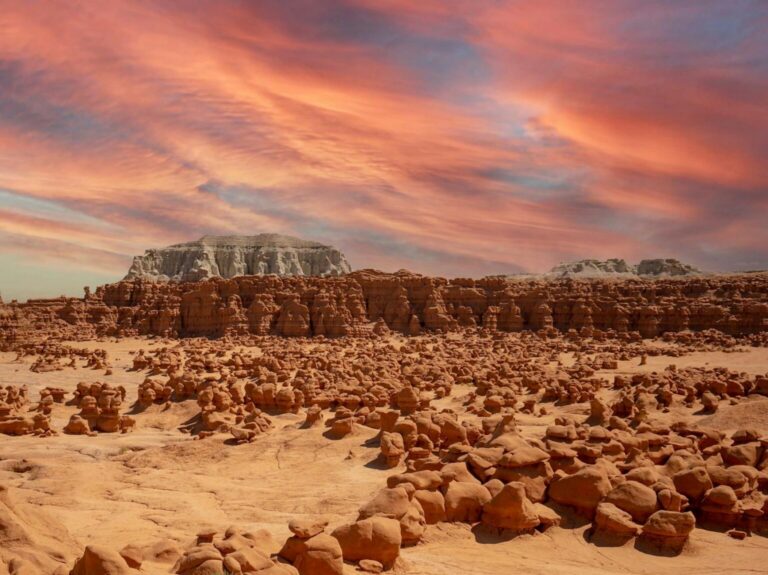 the goblin valley state park during sunset